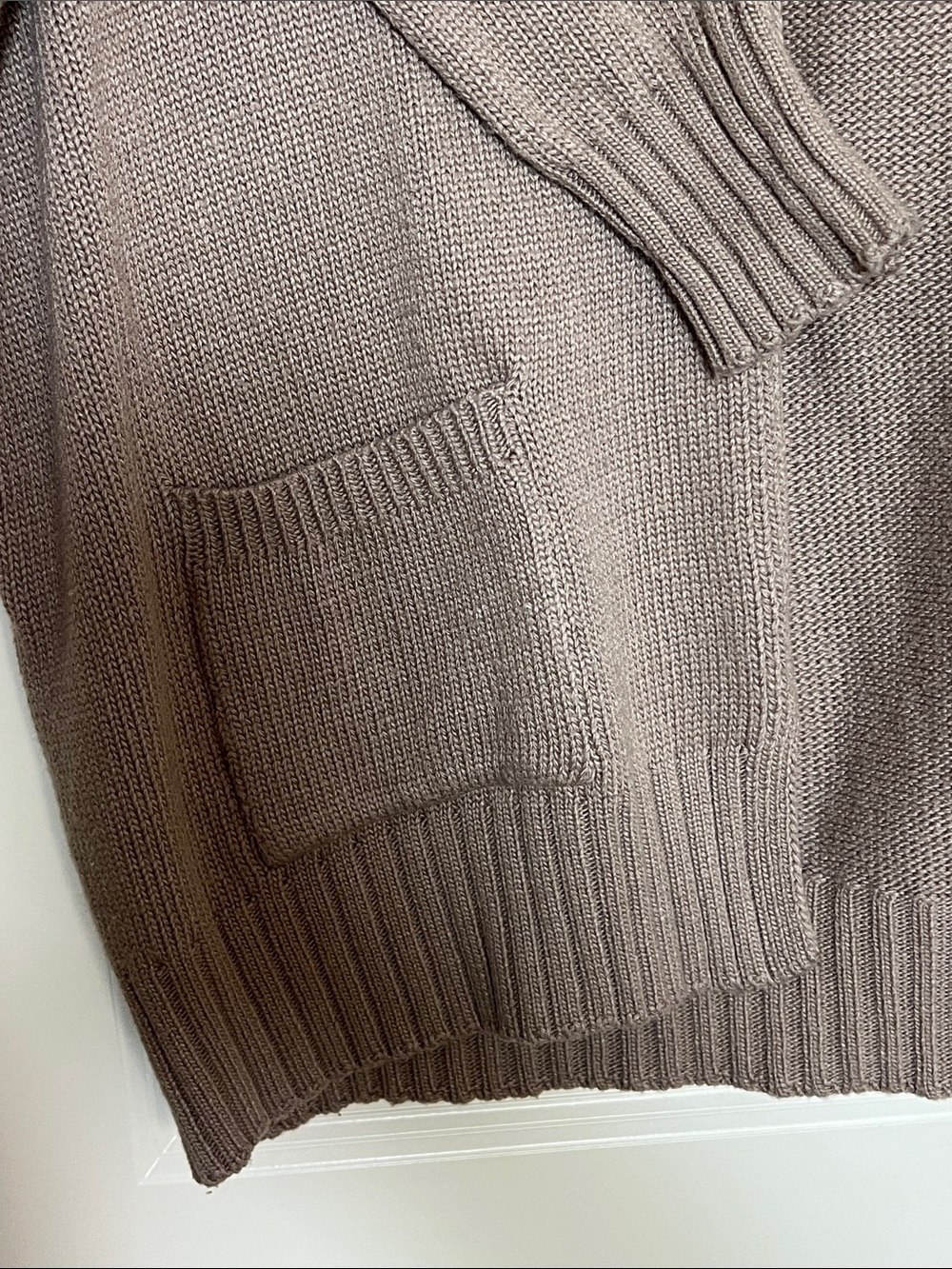 Maronie Hooded Open-Front Knit Cardigan Wool Blend Taupe Brown Small - Picture 5 of 6
